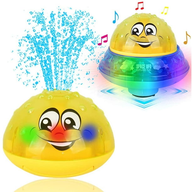 Space UFO Car Toys With LED Light Up Float Toys Bathtub Shower Pool Bathroom Toy for Baby Toddler Infant Kid 2 in 1 Spray Water Squirt Toy Sammious Bath Toy